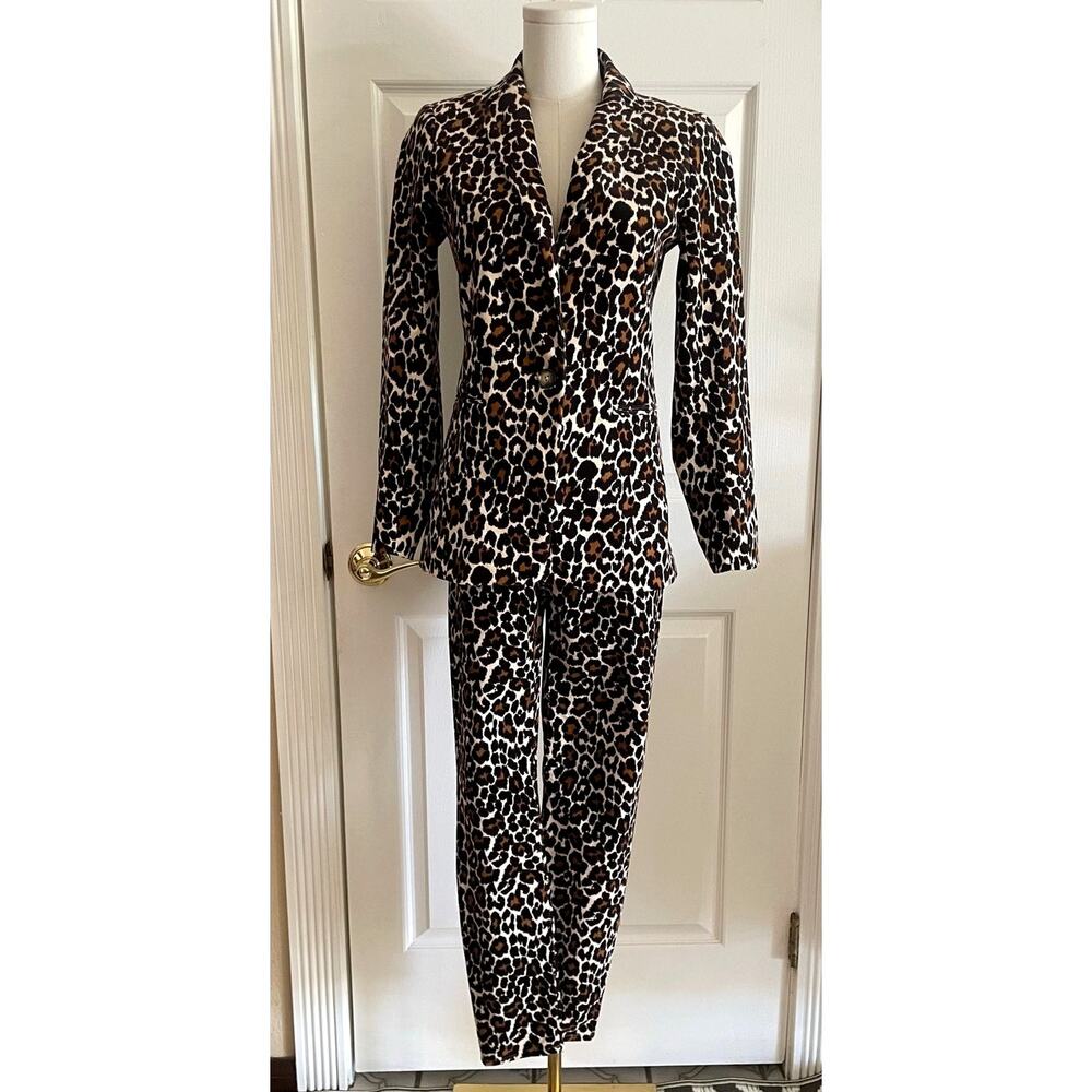 J. Crew Leopard Print Corduroy Suit Set - Parke Blazer & Pants Size 0-26